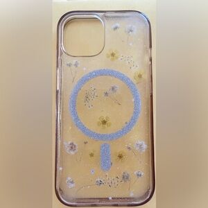 Floral Clear Phone 15 Case with MagSafe Compatibility